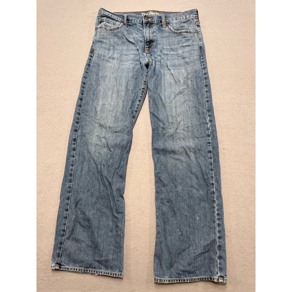 Old Navy Jeans Men's 33x32 Blue Denim Medium Wash Loose Fit Straight Leg Cotton